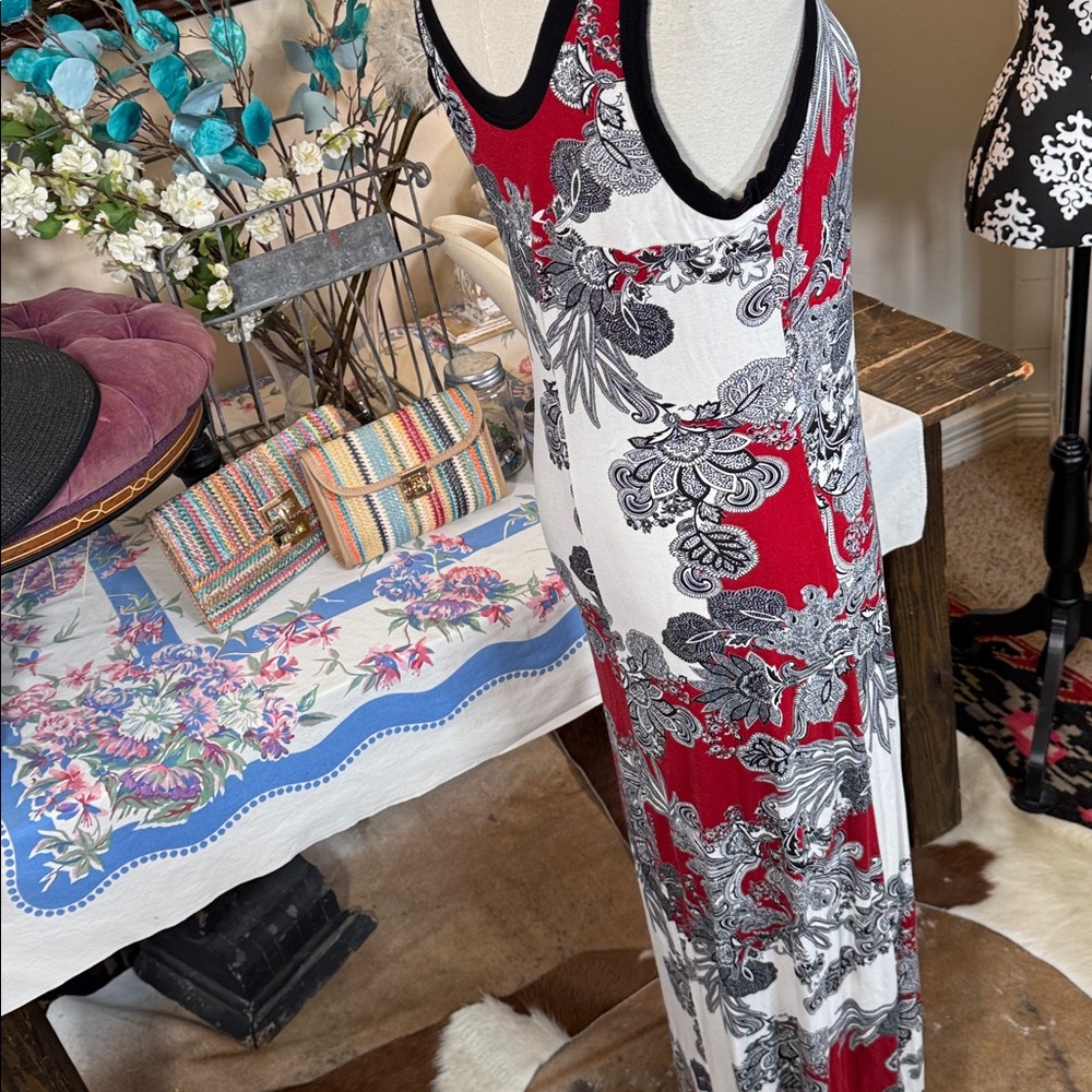Karen Kane Red, White & Black Floral Maxi Dress - Picture 5 of 5